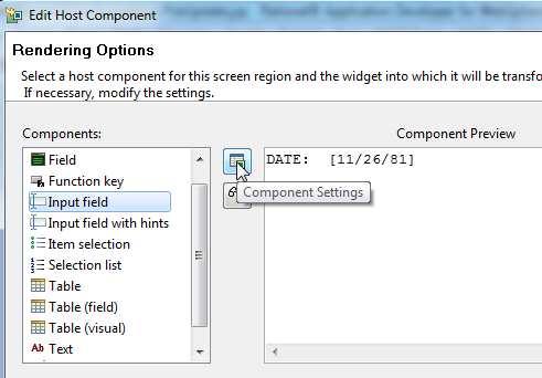Notice when you click on each component that different widget options are displayed. 18. Select the Input field component.