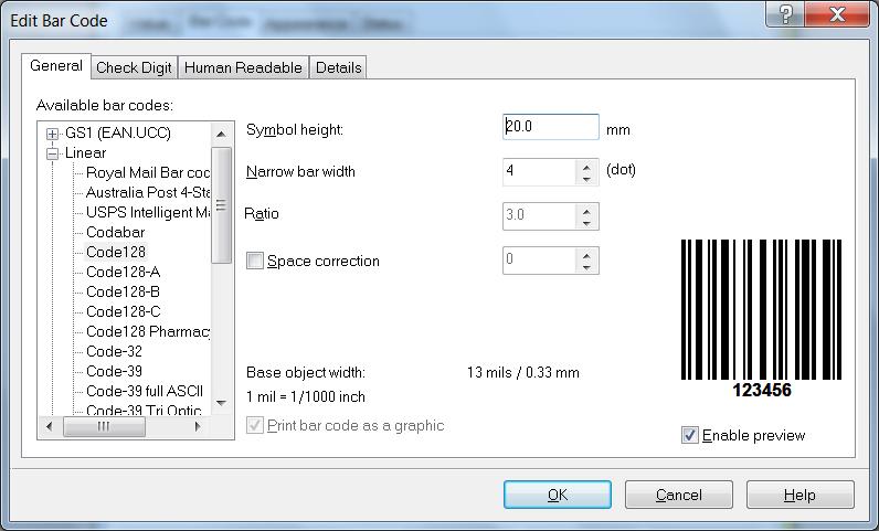 To insert a barcode onto the label, click on the barcode icon on the left hand toolbar and