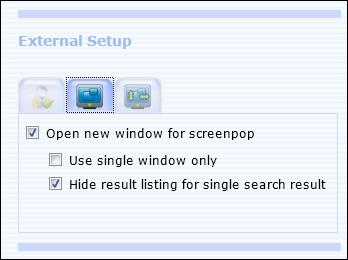 Figure 12: External Setup > Screen Pop Properties 6. Click the Window Properties tab to view or redefine the Screen Pop window properties.