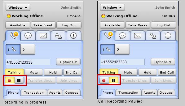 Figure 29: Ability to Pause Recording No Recording Controls: If you do not have the recording permissions, the Control