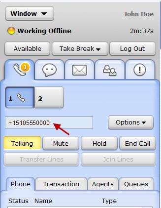 1. Place the cursor focus in the phone text box. Figure 35: Placing focus in phone text box 2.