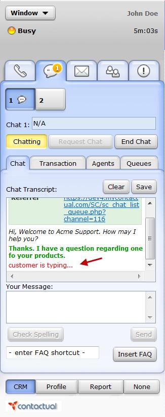 Figure 47: Agent Console, chat interaction processing To process a chat interaction: 1. To accept a new chat interaction, perform the procedure in Accepting a Chat Interaction, on page 74.