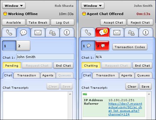 Figure 51: Offering a Chat request If the second agent accepts the chat request, the chat interaction is established on Chat Line 2. 6.