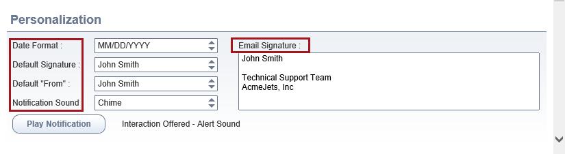 Personalizing your Agent Console You can personalize your Agent Console settings by defining a date format for your communications, creating a signature for your emails, and choosing a notification