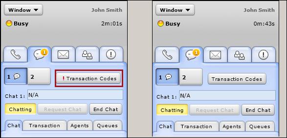 1. During an active call, click Options > Transaction Codes. Note: The Options button or the Transaction Codes button indicates when the code list is mandatory.