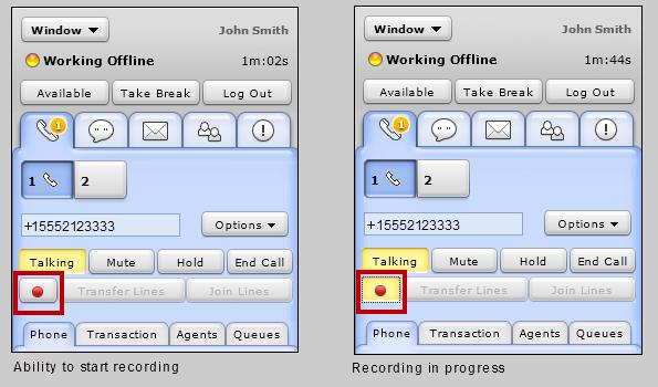 Figure 21: Ability to Start Call Recording Start and Pause Call Recording: When a call connects, the Control Panel