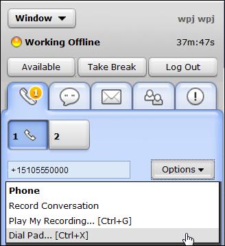 To change the digit tone duration, click Options and select Dial Pad from the drop down menu.
