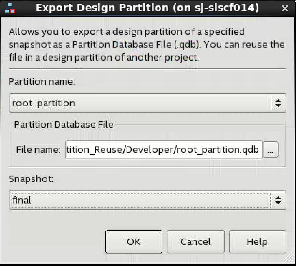 3 Step 3: Compile and Export the Root Partition After compilation, you can export the root partition at the synthesized, placed, or final stage.