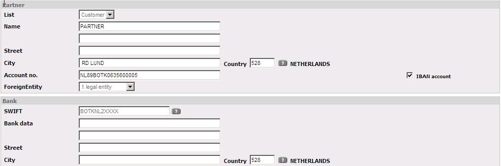 HRF Foreign payments Fill in the minimum obligatory fields (shaded) in the main window: name, city, country code, account number and swift (picture 39).