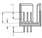 Headers, Straight Post, Triple-Row, x [2.4 x 2.4] Centerline Solder Posts (with Pin Protection and Guide Pins) Pos. Ref. 1 2 3.06 [1.6] R (2 Plc.).61 [1.