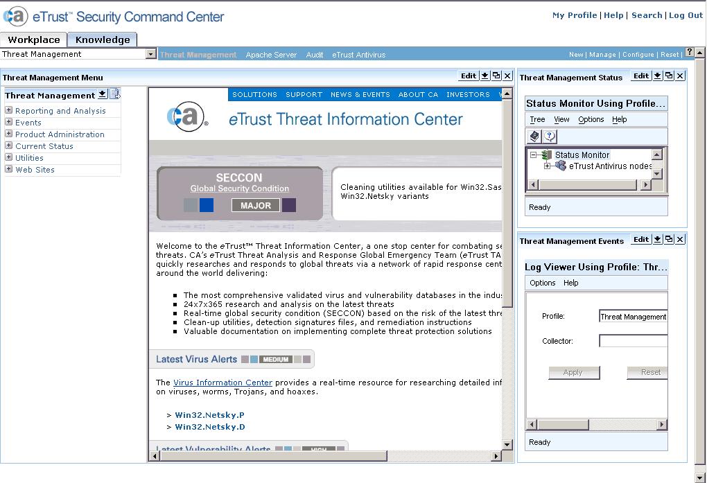 Installing etrust Security Command Center on Windows Verify the Installation You can verify that your installation of etrust Security Command Center is successful by logging in to the CleverPath