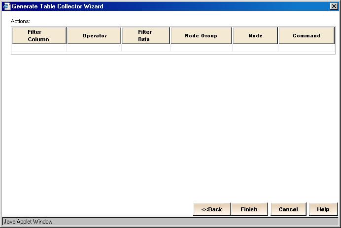 Using Table Collectors 11. Create a sub-filter of events for which you want Status Monitor data populated upon retrieval by this table collector.