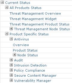 Current Status Current Status The Current Status menu lets you monitor the current state of services, processes, and daemons on the product servers configured to work with etrust Security Command