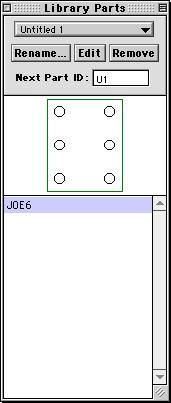 Now clicking anywhere in the design area creates a new JOE6 part and places it at the click point.