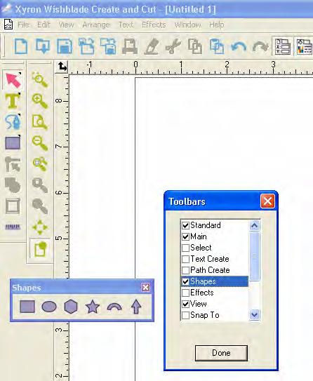 Welding Shapes 1. Open a new document. 2. To open the shapes toolbar, select View > Toolbars, (or select Ctrl + T), and click the box next to Shapes. 3. Select the desired shape.