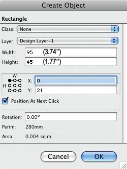 Double click on the Rectangle tool. This opens a dialog box for us to type in the size of the line that we want.