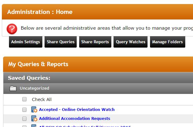 Saving a Report If you have chosen to create a report from a query, you also have the option to save the report to your Admin Home page for future reference.