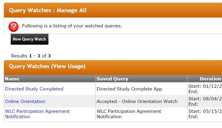 Click on the New Query Watch tab on the next screen to create a new query watch. Follow the instructions below to configure a query watch.