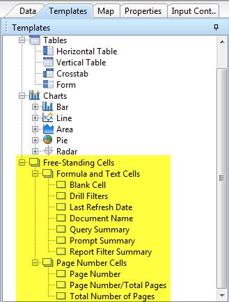 Free Standing Cells Blank Cell: Creates an empty cell where any text or formula can be typed.