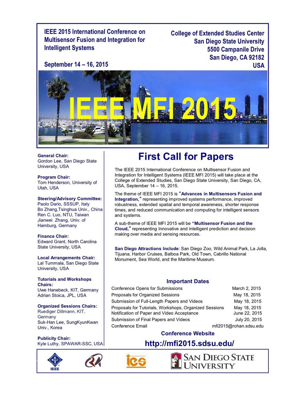 IEEE MFI 2015 San Diego Special Session: