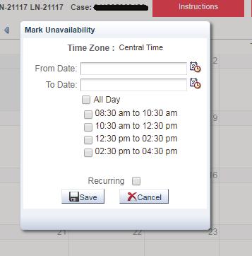 Note: The Per Case Calendar will display all scheduled no-fault hearings for the user. These will be displayed in purple, which is the default color.