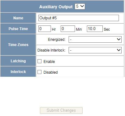 2.7.2 Outputs Tab This tab enables you to configure the four NetAXS auxiliary outputs (outputs 5-8) that are physically located on the panel board, and the outputs on downstream NX4OUT boards