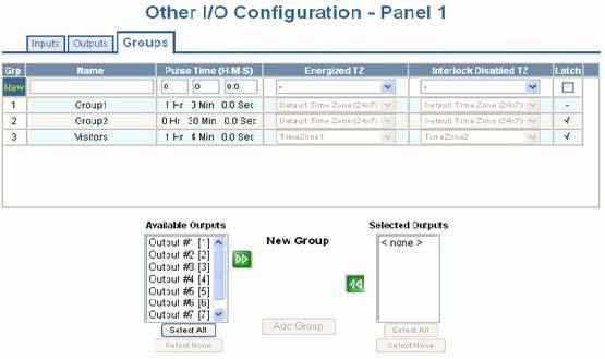 2.7.3 Groups Tab This tab enables you to configure outputs in groups.