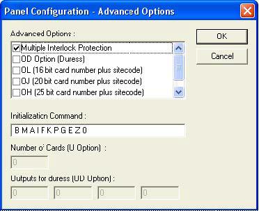 Configuring via WIN-PAK 8. Click the Advanced button to display the Advanced Options screen, and select the desired advanced options.