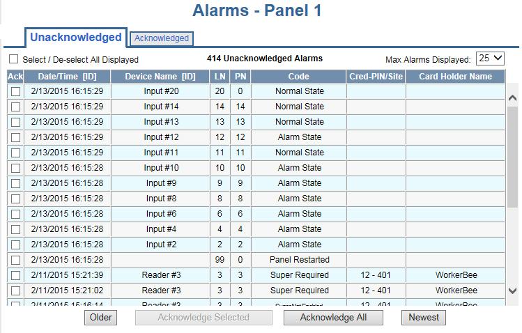 Monitoring NetAXS Status 4.2 Monitoring Alarms Alarms are viewed as system-generated messages that may indicate the need for user attention.
