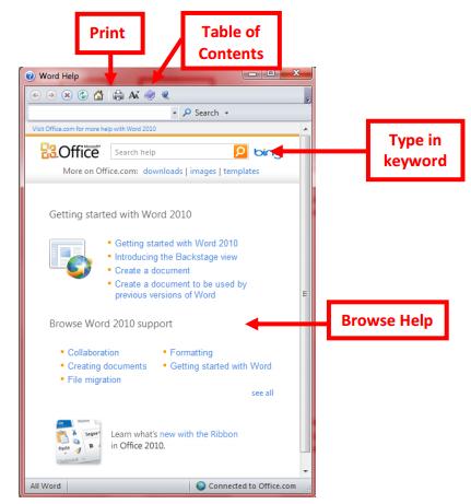 12 Help in Word To get detailed help on how to perform a task, click the help button in the upper right hand corner.