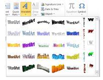 8 Deleting Objects: 1. Click on the object. 2. Press Delete on your keyboard. Inserting WordArt The WordArt options that you see will depend on how you have saved the document.