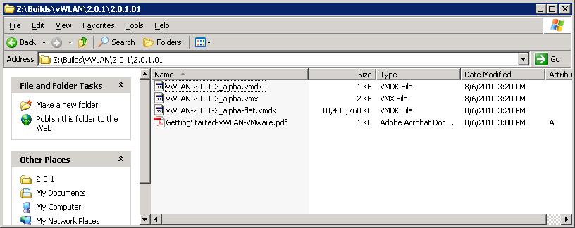 Creating a Virtual Appliance from vmdk Download the vwlan virtual appliance from the Bluesocket support site and uncompress into a local directory.