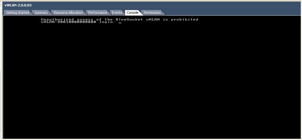 Access and Authentication Information Command Line Interface via vsphere Console Tab To login to the vwlan CLI, select the virtual machine and then navigate to the Console tab.
