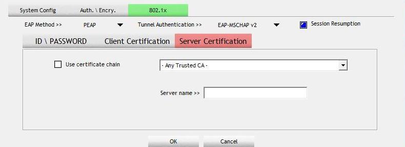 Use certification chain: Place a check in this to enable the certificate use.