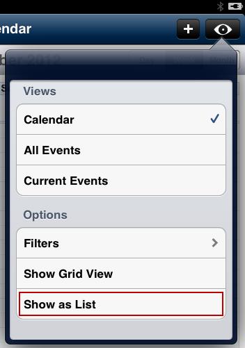 To change the view, tap the Day, Week, Month button: You can also tap a specific day in