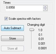 Manual setting Result of Auto Subtract Select Store when you are satisfied. The subtraction program will close and a new data block (subtraction info) will be added in the browser line for scan 217.