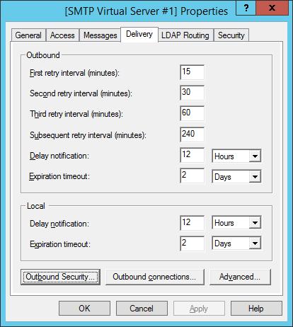 8. Configure outbound delivery: Select the