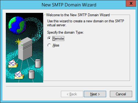 Ensure the Smart host field is left empty. Click OK. 9. Click OK in the Properties dialog. 10. Create a new domain: Under [SMTP Virtual Server #1], right-click Domains and select New then Domain.