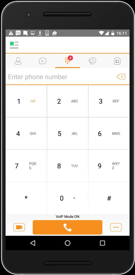 8 Audio and Video Calls 8.1 Dial Pad Tab The Dial Pad tab displays a dial pad and a text field used to enter numbers. The dial pad is one of the options used to make audio or video calls.