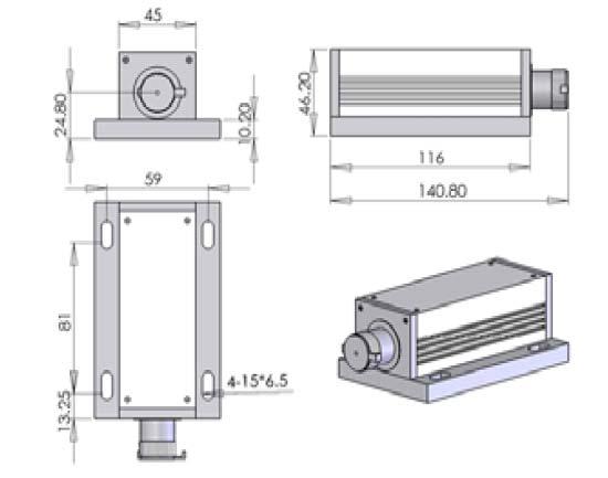 Mechanical Dimension of Laser Head with power <300mW( Fess Space):