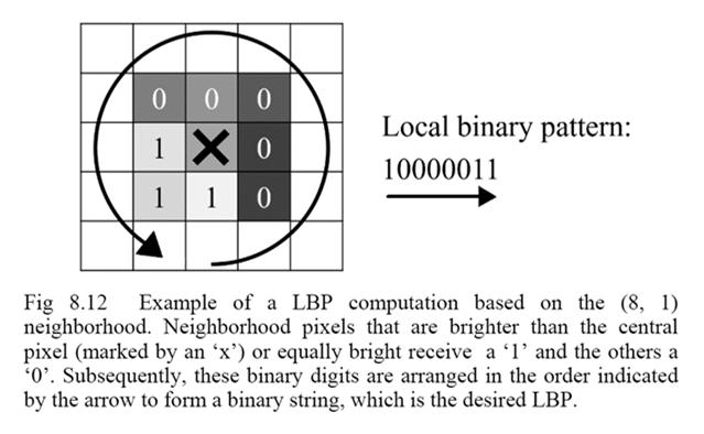 The technique of local binary patterns uses histograms to represent the relative frequencies of different gradients.