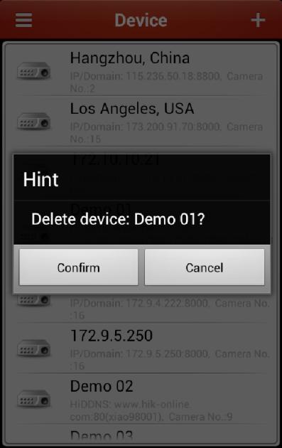 3 Deleting a Device In the Device Management interface, select a