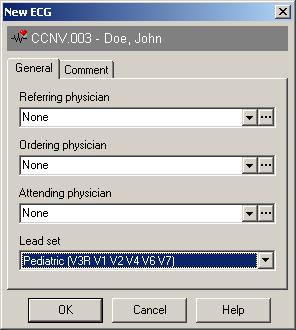 3. In the File menu, point to New and click ECG. The New ECG dialog box is displayed. 4.