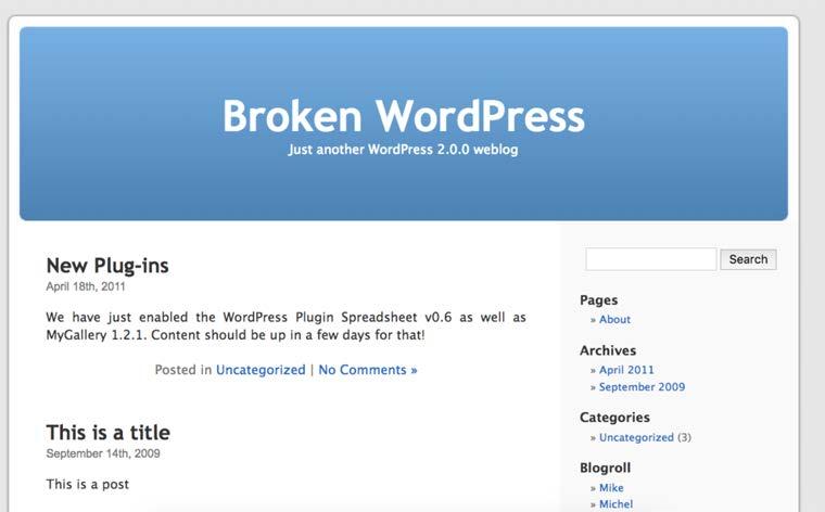 Wordpress OK, it appears that we are in