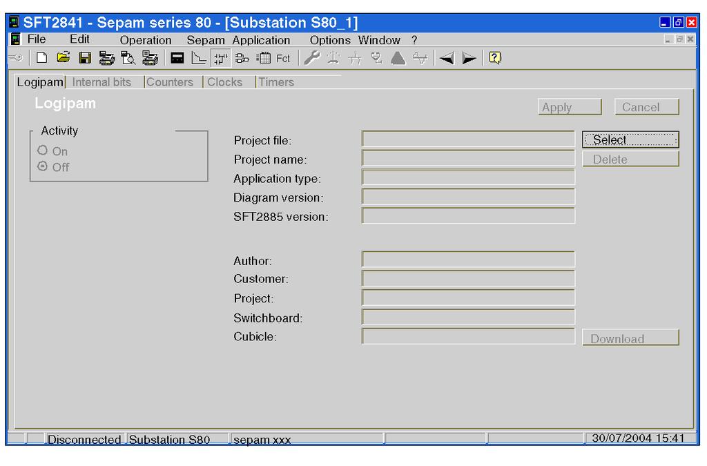 Operating a Program Description of the Logipam Setting Screen The Logipam setting screen looks like this: The screen contains the following options: Logipam tab Used to select and set up a Logipam