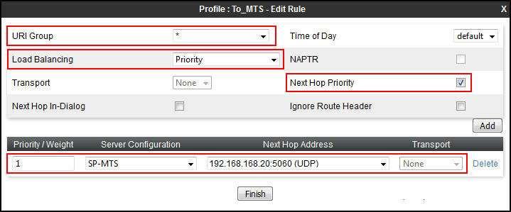 7.12.2. Routing MTS For the compliance test, routing profile To_MTS was created for MTS.