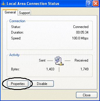 Double-click Local Area Connection. (See Figure 3.1) Figure 3.1: LAN Area Connection 3.