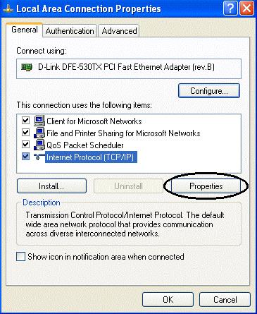 4. Select Internet Protocol (TCP/IP) and click Properties. (See Figure 3.3) Figure 3.