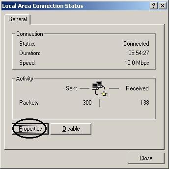 Double-click Local Area Connection. (See Figure 3.5) Figure 3.5: LAN Area Connection 3.