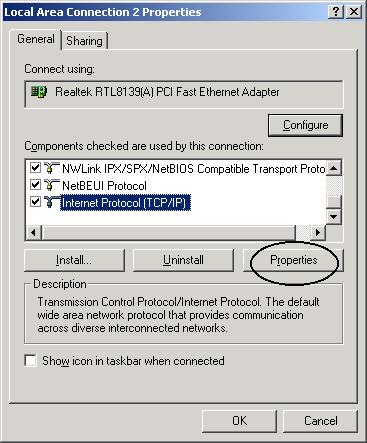 4. Select Internet Protocol (TCP/IP) and click Properties. (See Figure 3.7) Figure 3.